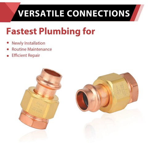 100 Pack 1 Inch Copper Press Fitting Union Female FPT For Pipe Connection Quick Connect Leakproof Seal Fits Type M L Or K Copper Tubing