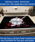Extra Thick Stove Top Cover For Electric Stoves, Natural Rubber Glass Top Protector, 28.5 x 20.5 Inches Rose with pot