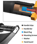 Universal Seven Eighths Inch CNC Motorcycle Handlebar And Handguards Kit with grips, block plug, and mounting screws diagram