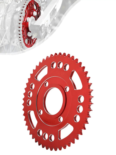 Beefed Up Rear Chain Sprocket For Hawk 250 428 50T CNC 7075 Aluminum Alloy Red Direct Fit Replacement Sprocket close-up image