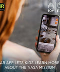 Child using AR app with Technic NASA Mars Rover Perseverance Build Kit For STEM Lovers Realistic Display Model Hands On Science Toy