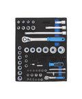 TS-308 Tool Assortment in Check Tool Modules 308-Piece Set With Metric Tools and Two-Color Foam Inserts, top view in foam tray