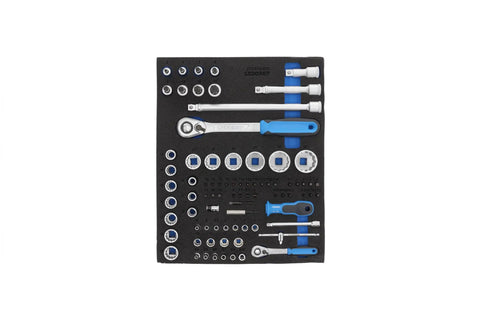 TS-308 Tool Assortment in Check Tool Modules 308-Piece Set With Metric Tools and Two-Color Foam Inserts, top view in foam tray