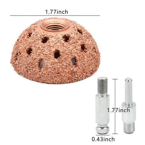 Heavy Duty 42mm Tungsten Steel Tire Repair Kit Featuring Durable Buffing Wheel Pro Grade Rubber Roller and Precision Scraping Cutter For Badass Road Repairs with 1.77-inch tungsten buffer.