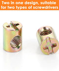 10 Pack M6 Barrel Nuts With Slotted Cross Dowel For Furniture And Bed Frames, Durable, Corrosion Resistant Hardware close-up view