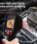 Rechargeable Handheld Infrared Thermal Camera With 240 By 240 Resolution in use, showing screen and laser pointer in engine inspection.