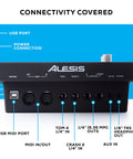 Rear connectivity panel of Command Mesh SE Electronic Drum Kit with MIDI, USB, AUX ports.