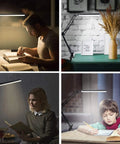 Led Desk Lamp With Clamp And Swing Arm For Easy Setup, Eye Friendly Reading Light in use by various people, home settings.