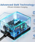 Beefy GaN 27W USB C PD Power Adapter For Raspberry Pi 5 Five Point One Volt Five Amp Charger With 130 Centimeter Cable And 100 240V AC Input Built To Power Pi 5 And Peripherals Across 16GB 8GB 4GB And 2GB RAM Models, showcasing advanced GaN technology in a transparent protective case with a power cord connected.