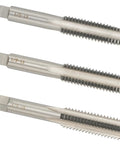 Half Inch 1/2-13 UNC Hand Tap Set Right Hand 3 Piece Threading Tap Kit visible with distinct threading design.