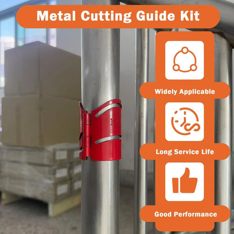 Magnetic Pipe Cutting Guide Kit Pro Grade on metal pipe with magnetic alignment and cutting angles for precise metal cuts