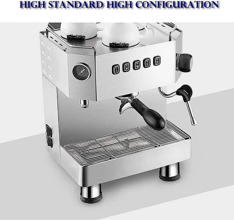 All In One Espresso Maker With Built In Grinder And Milk Frother For Home Baristas, Stainless Steel Design, Three Hole Steam Wand