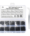 Hella Strong 1200 Piece Micro Tapping Screws Tight Cross Drive Threads Sleek Flat Heads Zero Slack For Circuit Boards And Diy Crafts Ready To Go Boxed Set in organizer.