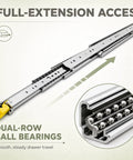 Beefy Heavy Duty Drawer Slides 500 Lb Capacity Full Extension Runners With Lock For Cabinets And Tool Chests Built From Tough Steel Smooth Quiet Glide Industrial Grade Ball Bearings, full-extension steel slide with yellow lock handle