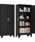 61 Inch Tall Farmhouse Metal Pantry Cabinet With Two Barn Doors And Adjustable Shelves Built To Last Heavy Duty Steel Kitchen Storage Cabinet For Pantry Laundry Room Home Office And Kids Room In Black Finish