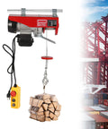 Heavy Duty Electric Hoist With 1543 Lbs Capacity And Dual Rope Modes For Garage Or Warehouse lifting stacked wood with wired remote.