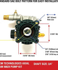 Pressure washer pump kit 90029, OEM Technologies, 3/4 in shaft, includes hardware and siphon tube