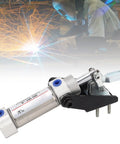 Heavy Duty Pneumatic Clamp With 50Kg Clamping Force QuickFix Air Hold Down Clamp in use during welding, durable silver finish