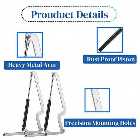 Two Pack Deck Box Hydraulic Hinge Replacement Kit Compatible With Most Deck Box Models For Outdoor Storage Box Lids, product details