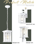 Porch Sidekick Outdoor Pendant Light For Porch And Gazebo Weatherproof Hanging Chandelier With Clear Glass Shade White Finish