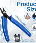 Easy grip crimping pliers for jewelry making and bead crimp tool, 130mm size, blue handle, close-up of features