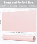 Pink Desk Pad 30x14 Inch PU Leather Desk Mat Waterproof Non Slip Ultra Thin XL Extended Mouse Pad For Laptop Keyboard Writing