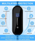Road Ready Portable EV Charger With 3.5Kw 16A Type 1 J1772 Plug And Play Evse showing safety features and protection icons.