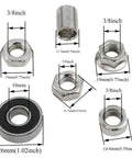 Rear Hub Axle For Multispeed Bikes, 180mm Length, Three Eighths Inch Silver 26 TPI Hub Nut Washer Kit components diagram