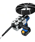 Heavy Duty Cordless Cable Puller Fish Tape With Hella Grippy 6 Wheel Drive and Smooth Brushless Motor, cordless design with six roller wheels.