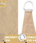Close-up of sand-colored Triangle Sun Shade Sail Canopy For Outdoor Patio Garden Backyard UV Block Sunshade with D-ring.