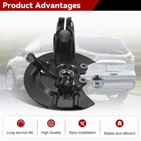 Left Front Wheel Bearing Hub And Driver Steering Knuckle Assembly For Escape 2013 2019 Direct Replacement Fits 2.0L 2.5L