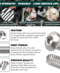 Top Shelf Heavy Duty 3/8-16 X 3 Inch Button Head Socket Cap Screws 304 Stainless Steel with deep threads and allen wrench.