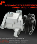 Heavy Duty AC Compressor With Clutch And 6 Groove Pulley Pre Filled Pag 46 Oil Built rugged silver design with black pulley.