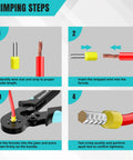 Crimping steps for All In One Ferrule Crimping Kit With 1400 Ferrule Terminals For 20 8 AWG Wire Heavy Duty Hex Ratcheting Crimp Tool