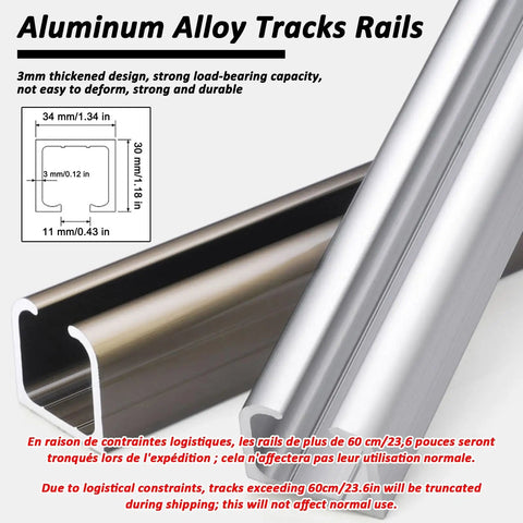 Heavy Duty Aluminum Barn Door Hardware Kit With Silent Ball Bearings And Smooth Gliding Rails For Wooden Walls that includes thickened aluminum tracks.
