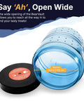 Open BV475 Trek Portable Bear Resistant Canister For Backpackers showing wide opening and clear blue body