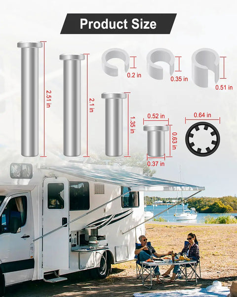 RV Awning Arm Repair Pin Kit With Spacers For Power RV Camper Trailer Replacement Compatible With 431840 product size diagram
