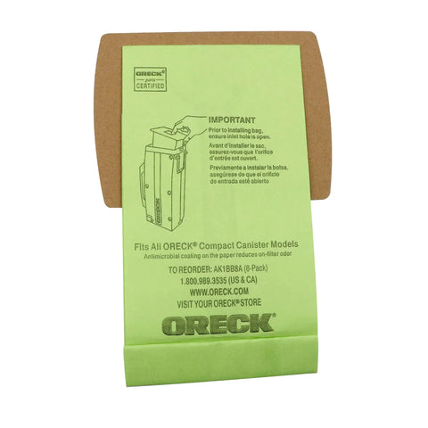 Green Type BB Vacuum Bags For Compact Canister Vacs And Handhelds With Motor Filter, 12 Pack, Compatible With BB180 BB280 shown