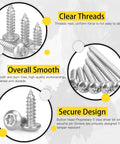 210 Piece Stainless Steel Button Head Torx Sheet Metal Screws Set With Tamper Proof Security, Includes T15 Bit, shown with clear threads and secure design features.