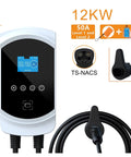 No Sweat Level 2 EV Charger With Wall Mount Bracket And Smartphone App Control Full Auto Home EVSE Portable Station For Every Electric Ride Up To Fifty Amps with display and cables