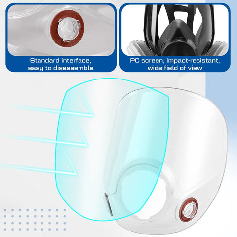 Replacement Lens Kit For 6000 6700 6800 And 6900 Series Full Face Respirators with lens assembly and peel-off covers shown.