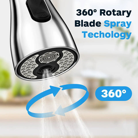 Pull Down Kitchen Sprayer Head With Three Function Modes And Twelve Adapters For Universal Faucet Fit Chrome Finish Easy