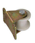 Nylon U Type Groove Fixed Caster Wheel Top Plate Rail Pulley 1.2 Inch With 4 Screws And 4 Nuts For Triangular Iron Frames Heavy Duty Load Support Easy Install Smooth Rolling Durable Wheel Kit, white nylon wheel with steel bracket