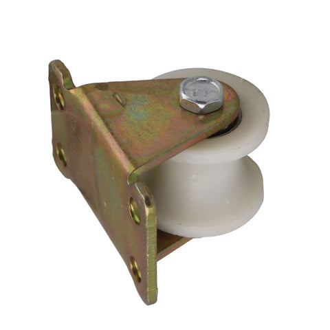 Nylon U Type Groove Fixed Caster Wheel Top Plate Rail Pulley 1.2 Inch With 4 Screws And 4 Nuts For Triangular Iron Frames Heavy Duty Load Support Easy Install Smooth Rolling Durable Wheel Kit, white nylon wheel with steel bracket