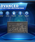 Rock Solid Industrial Ac Dc Switching Power Supply 12 Volt 10 Watt Converter label showing advanced protection features.