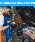 Mechanics using Heavy Duty Grease Needle Dispensing Tool Kit With Steel Tips For Pro Grade Precision Lubrication under car hood