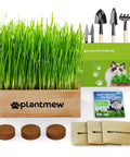 Indoor Cat Grass Kit 3 Pack With Seeds, Coconut Coir Soil Discs, Wooden Planter And Mini Tools For Easy Grow, Wheat Grass For Cats