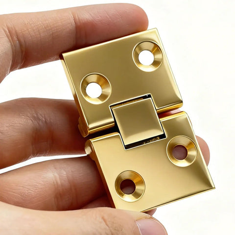 Heavy Duty Brass Flip Top Hinges For Furniture And Cabinet Doors Featuring 180 Degree Folding Concealed Joints crafted from real solid metal, hand-held