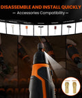 Close-up of Pro Grade 12V Cordless Rotary Tool Kit with attachments shown, highlighting accessories compatibility.