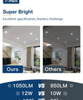 Bright ceiling with 12 Pack 6 Inch Ultra Thin LED Recessed Ceiling Light With Junction Box, 1050 Lumen, ETL Certified vs other lighting
